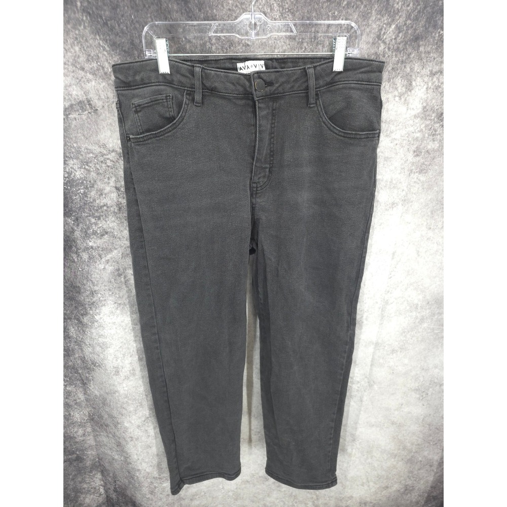 Ava & Viv Jeans Womens 16W Plus Gray High Rise Straight Leg Dark Wash Everyday